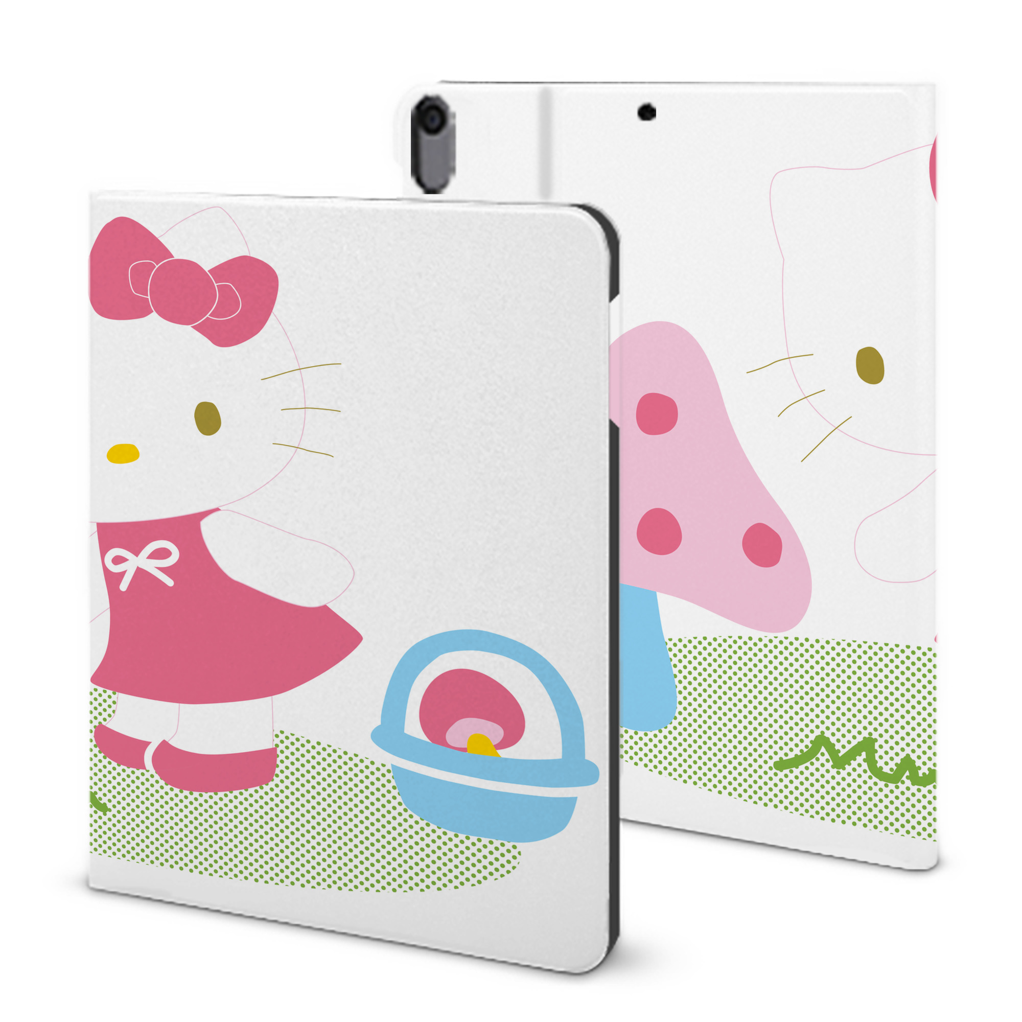 （画像用） Hello Kitty ハローキティ IPad ケース ブック型 PUレザー TPU 耐衝撃 軽量 薄型 ペン収納なし 全面保護 IPad 各モデル対応